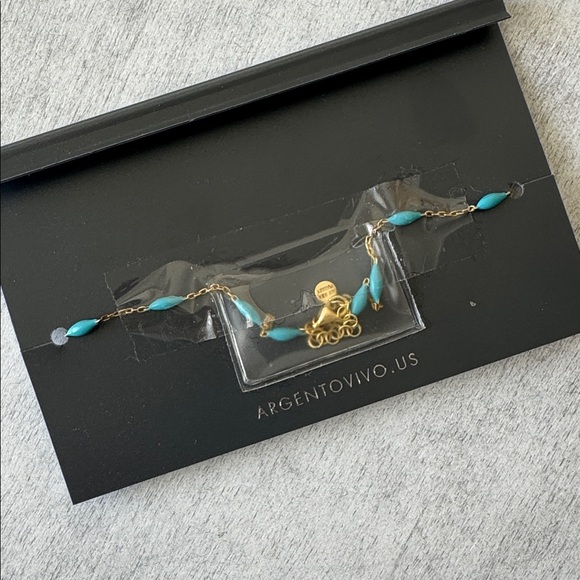 Argento Vivo 14K Gold Plated Sterling Silver Anklet Chain W blue beads 9"+1" - Picture 7 of 8